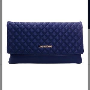 LOVE MOSCHINO Blue Quilted Leather Crossbody Bag, new with tags